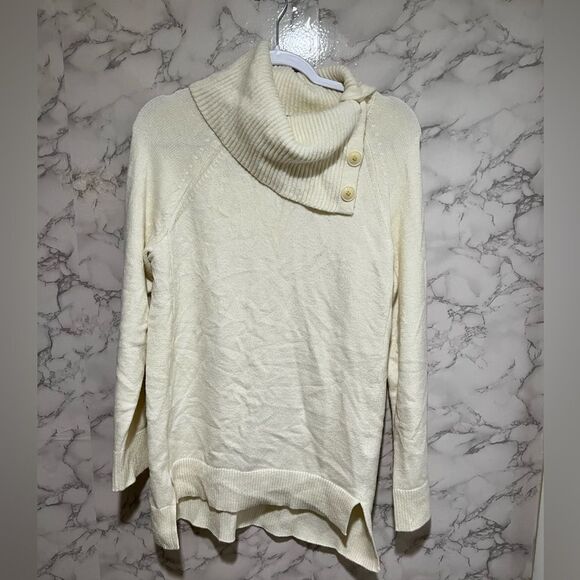 Anthropologie Ivory Turtleneck Cowl Neck Sweater - Picture 1 of 5